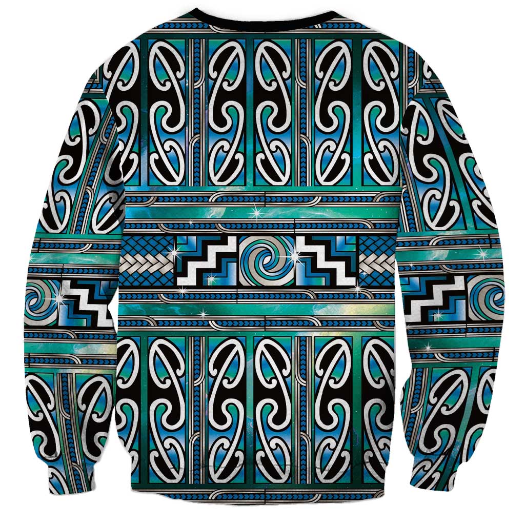 Maori Matariki Sweatshirt Green Galaxy Aesthetic Koru Art