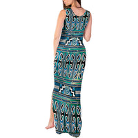 Maori Matariki Tank Maxi Dress Green Galaxy Aesthetic Koru Art