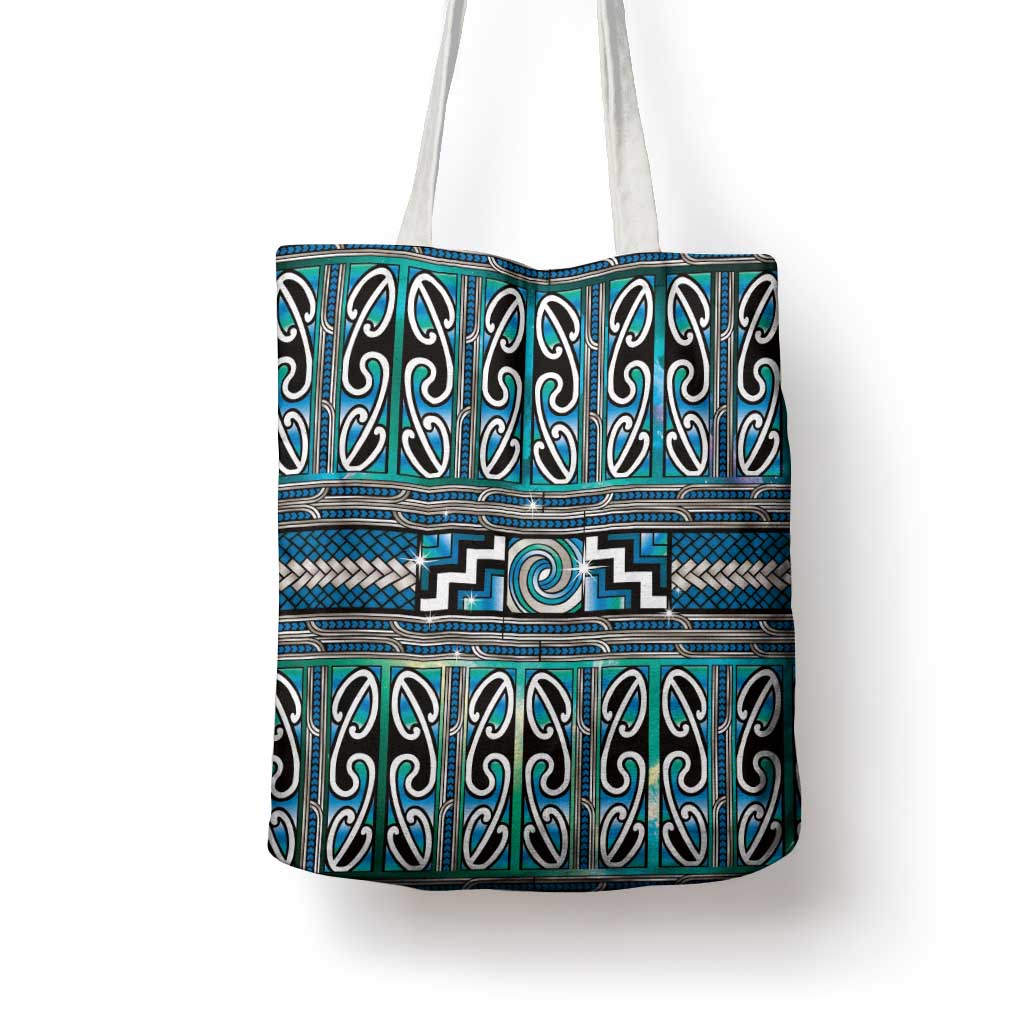 Maori Matariki Tote Bag Green Galaxy Aesthetic Koru Art LT01 - Polynesian Pride