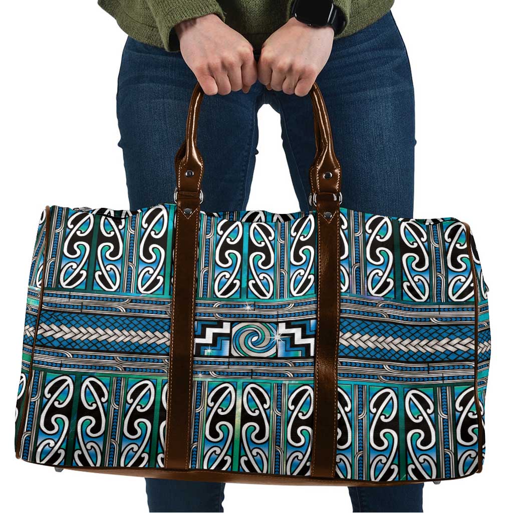 Maori Matariki Travel Bag Green Galaxy Aesthetic Koru Art