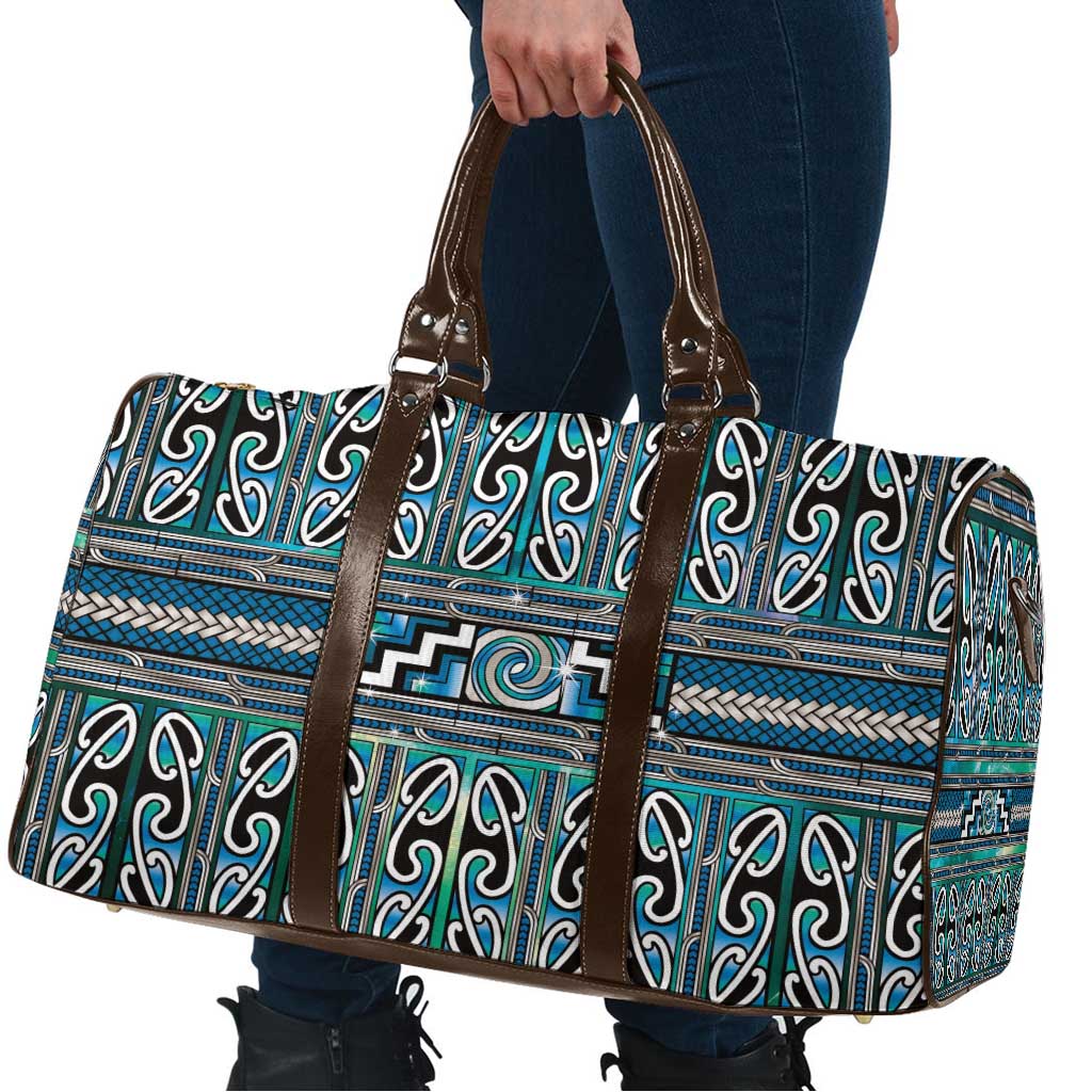 Maori Matariki Travel Bag Green Galaxy Aesthetic Koru Art