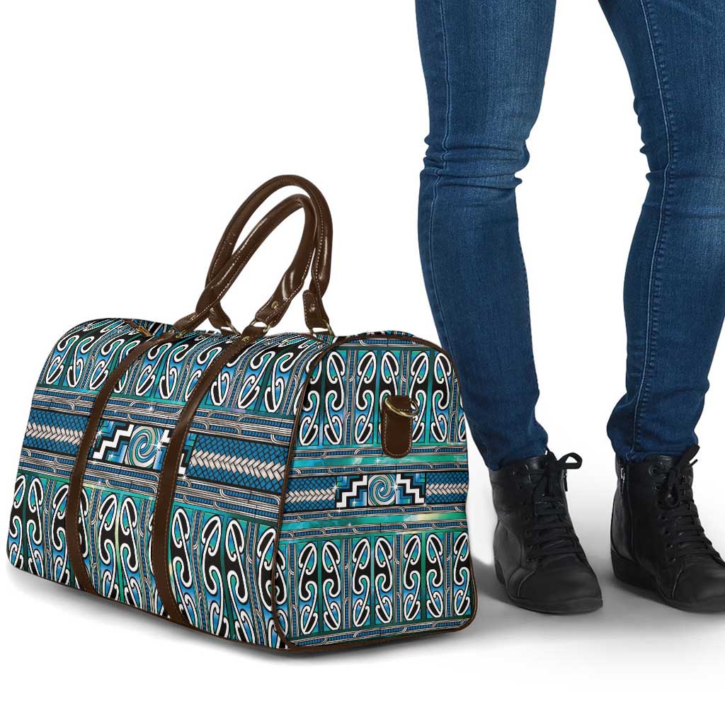 Maori Matariki Travel Bag Green Galaxy Aesthetic Koru Art