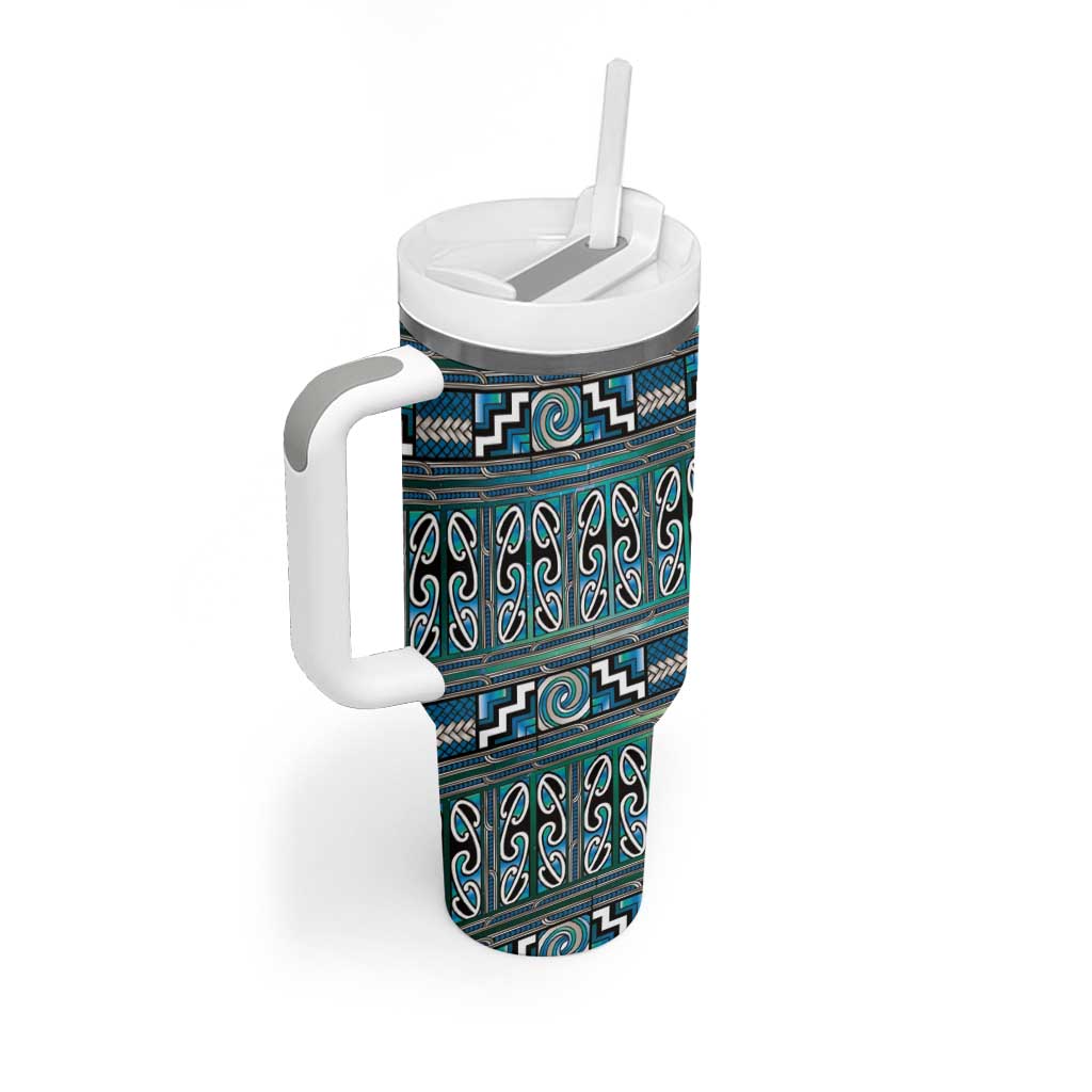 Maori Matariki Tumbler With Handle Green Galaxy Aesthetic Koru Art
