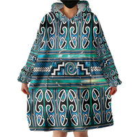 Maori Matariki Wearable Blanket Hoodie Green Galaxy Aesthetic Koru Art LT01 - Polynesian Pride