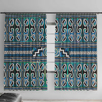Maori Matariki Window Curtain Green Galaxy Aesthetic Koru Art LT01 With Hooks Green - Polynesian Pride