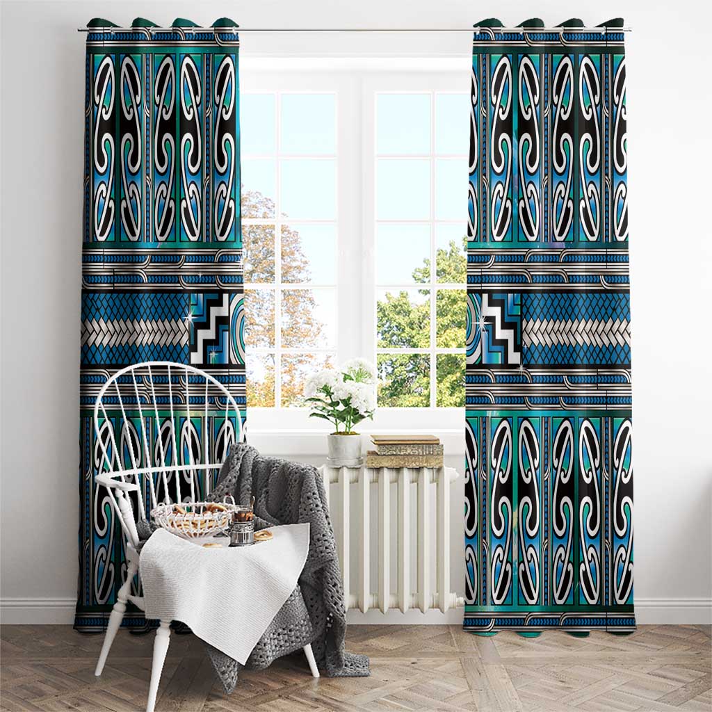 Maori Matariki Window Curtain Green Galaxy Aesthetic Koru Art LT01 - Polynesian Pride