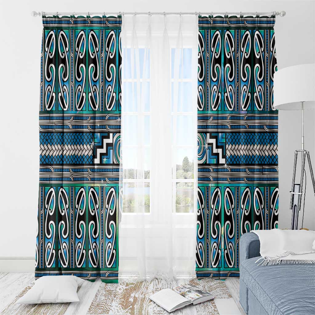 Maori Matariki Window Curtain Green Galaxy Aesthetic Koru Art LT01 - Polynesian Pride