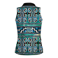 Maori Matariki Women Sleeveless Polo Shirt Green Galaxy Aesthetic Koru Art