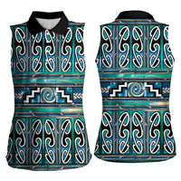Maori Matariki Women Sleeveless Polo Shirt Green Galaxy Aesthetic Koru Art