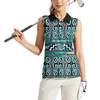 Maori Matariki Women Sleeveless Polo Shirt Green Galaxy Aesthetic Koru Art