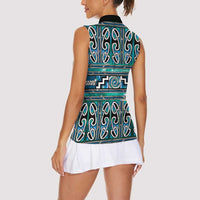 Maori Matariki Women Sleeveless Polo Shirt Green Galaxy Aesthetic Koru Art