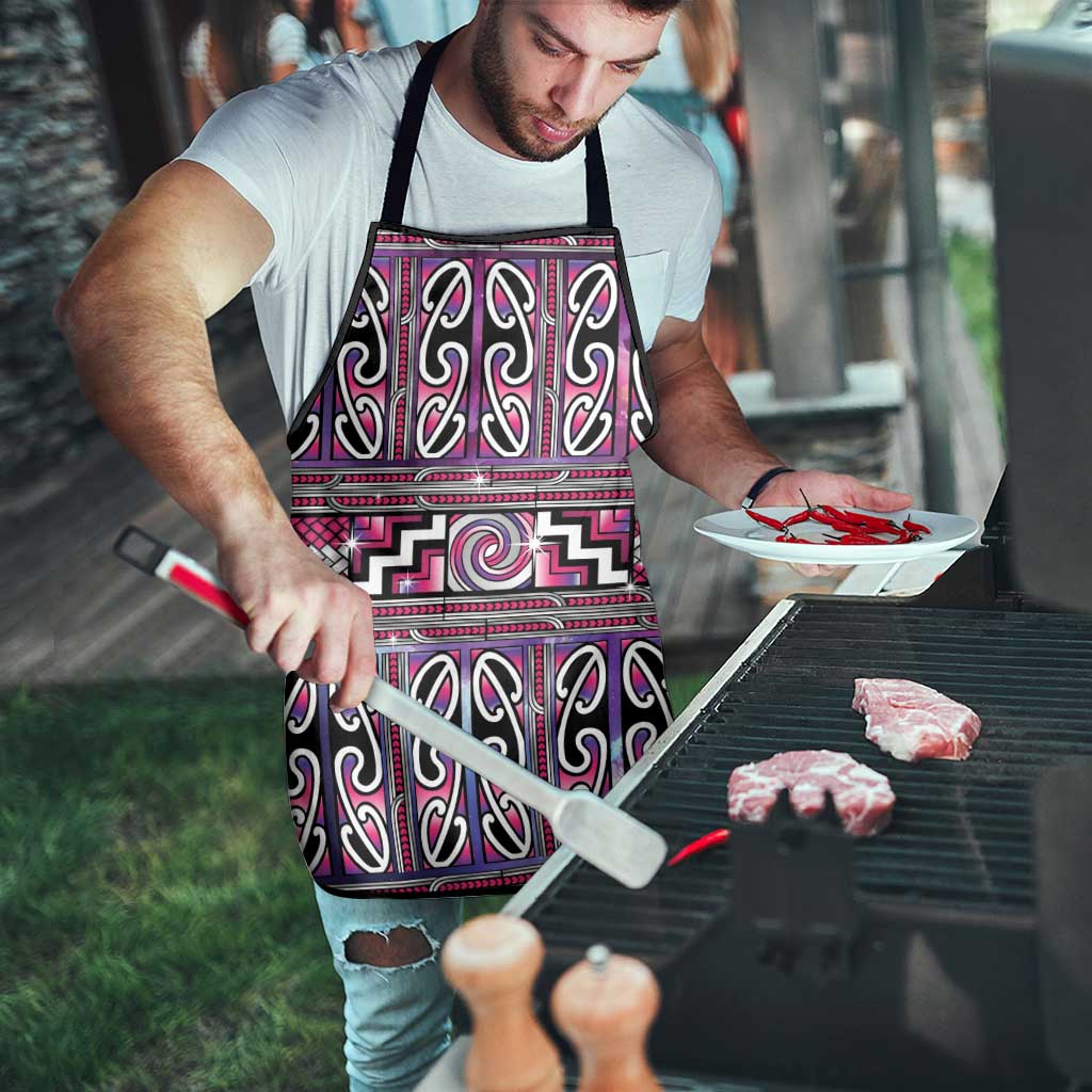 Maori Matariki Apron Pink Galaxy Aesthetic Koru Art LT01 - Polynesian Pride