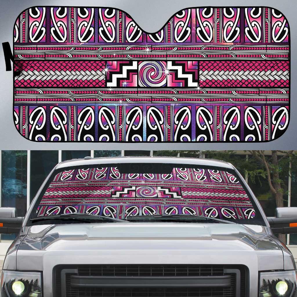 Maori Matariki Auto Sun Shade Pink Galaxy Aesthetic Koru Art