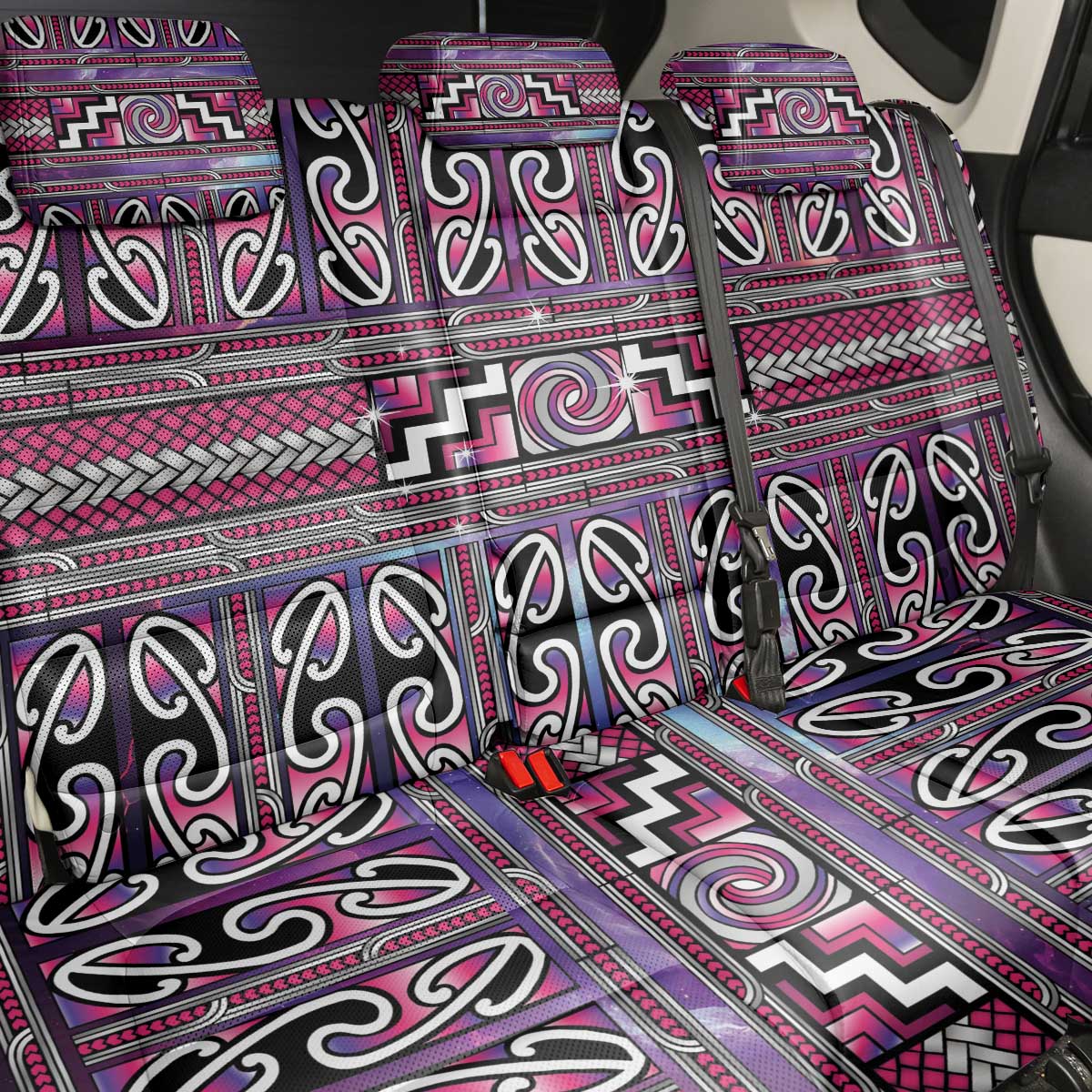 Maori Matariki Back Car Seat Cover Pink Galaxy Aesthetic Koru Art