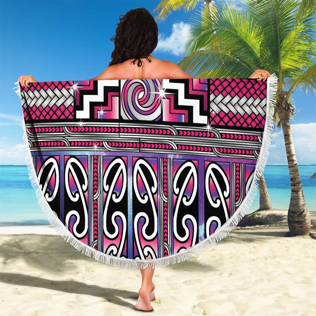Maori Matariki Beach Blanket Pink Galaxy Aesthetic Koru Art LT01 - Polynesian Pride