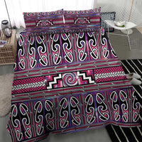 Maori Matariki Bedding Set Pink Galaxy Aesthetic Koru Art