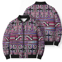 Maori Matariki Bomber Puffer Jacket Pink Galaxy Aesthetic Koru Art LT01 - Polynesian Pride