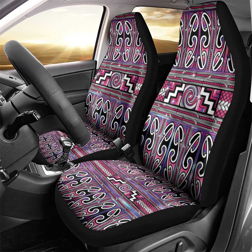 Maori Matariki Car Seat Cover Pink Galaxy Aesthetic Koru Art