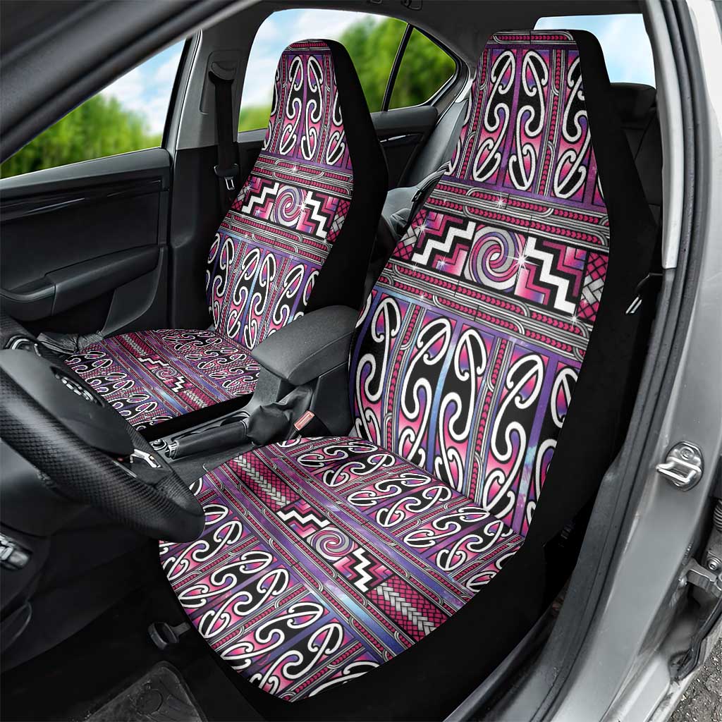 Maori Matariki Car Seat Cover Pink Galaxy Aesthetic Koru Art