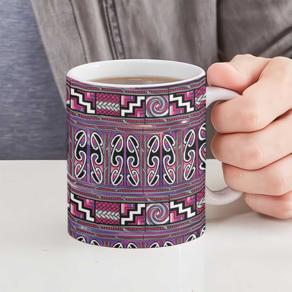 Maori Matariki Ceramic Mug Pink Galaxy Aesthetic Koru Art LT01 - Polynesian Pride