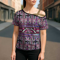 Maori Matariki Cross Shoulder Shirt Pink Galaxy Aesthetic Koru Art