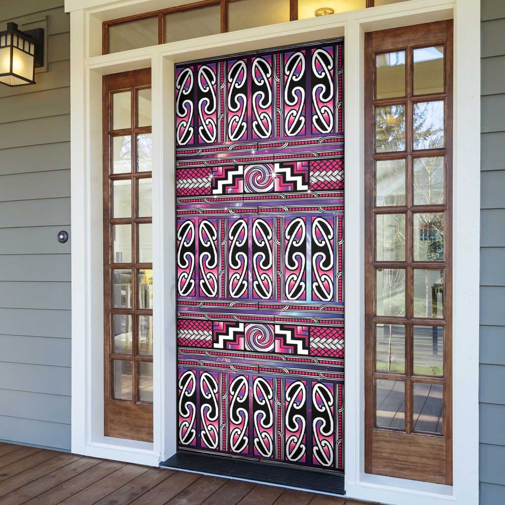 Maori Matariki Door Cover Pink Galaxy Aesthetic Koru Art