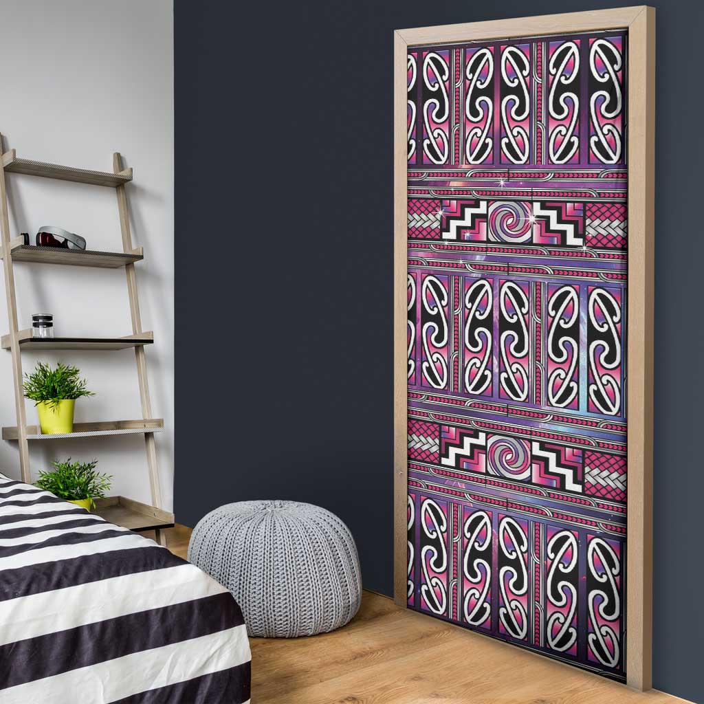 Maori Matariki Door Cover Pink Galaxy Aesthetic Koru Art