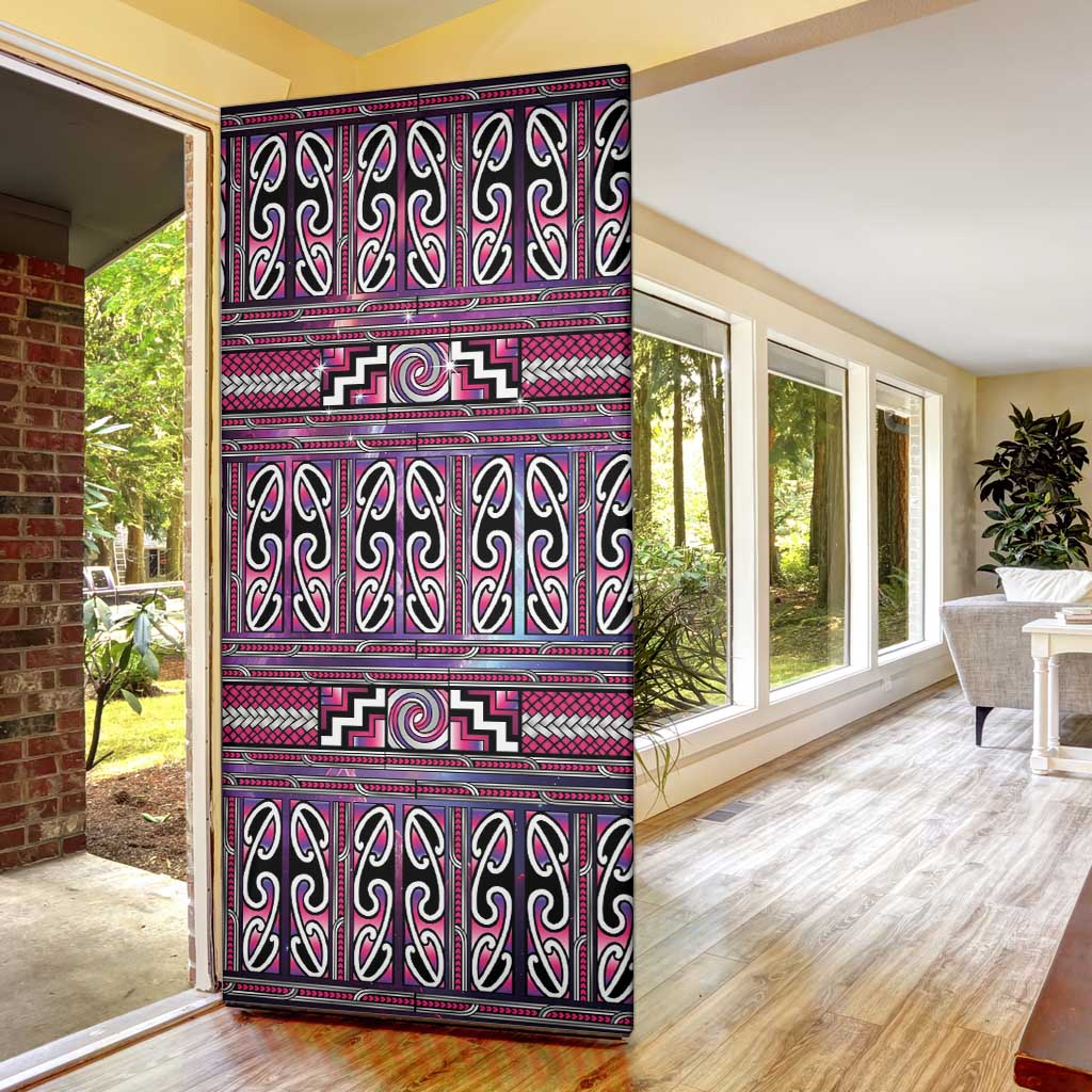 Maori Matariki Door Cover Pink Galaxy Aesthetic Koru Art