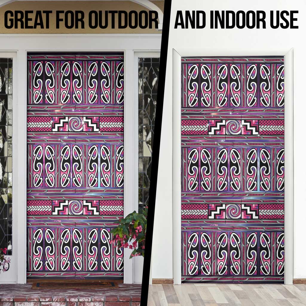 Maori Matariki Door Cover Pink Galaxy Aesthetic Koru Art