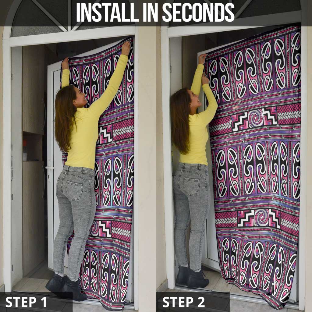 Maori Matariki Door Cover Pink Galaxy Aesthetic Koru Art