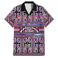 Maori Matariki Family Matching Mermaid Dress and Hawaiian Shirt Pink Galaxy Aesthetic Koru Art LT01 Dad's Shirt - Short Sleeve Pink - Polynesian Pride