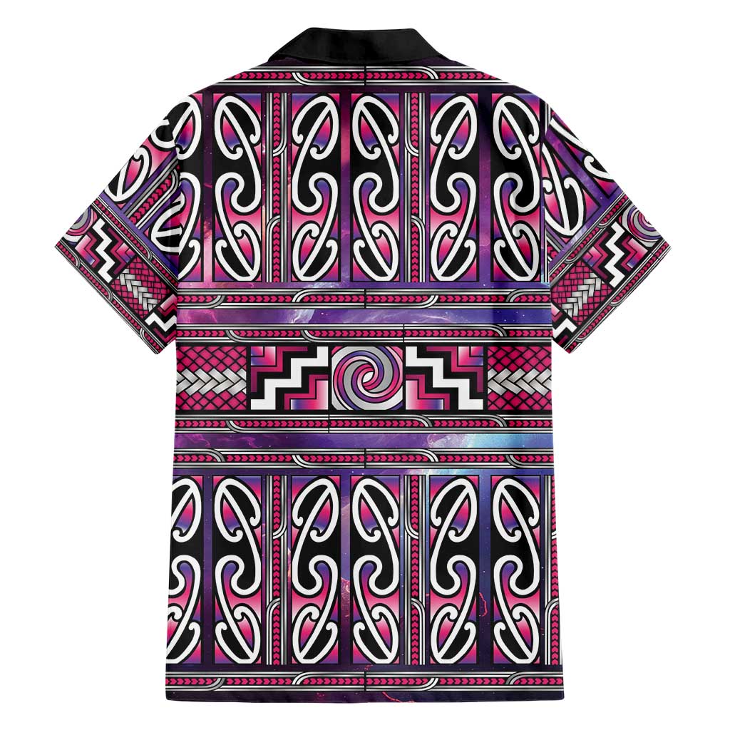 Maori Matariki Family Matching Tank Maxi Dress and Hawaiian Shirt Pink Galaxy Aesthetic Koru Art LT01 - Polynesian Pride