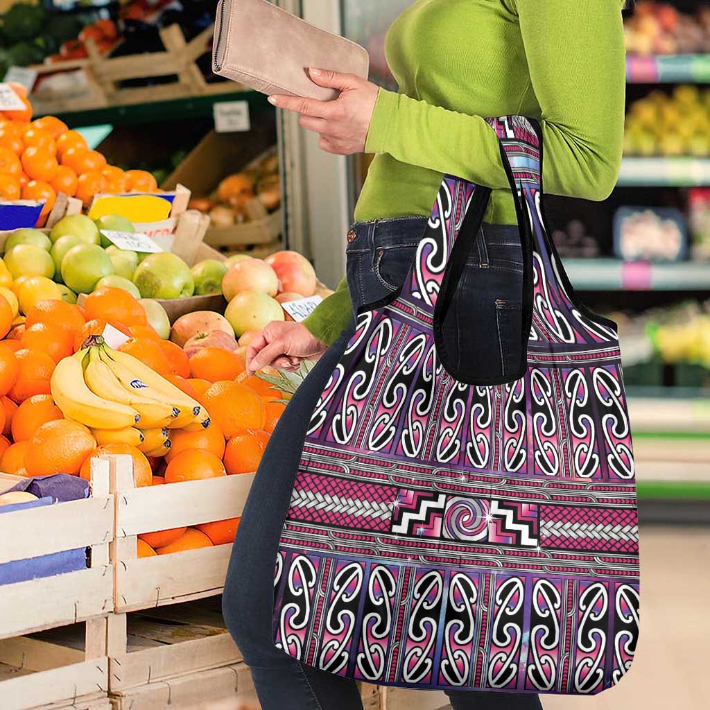 Maori Matariki Grocery Bag Pink Galaxy Aesthetic Koru Art LT01 - Polynesian Pride