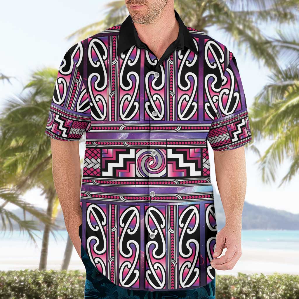 Maori Matariki Hawaiian Shirt Pink Galaxy Aesthetic Koru Art LT01 - Polynesian Pride