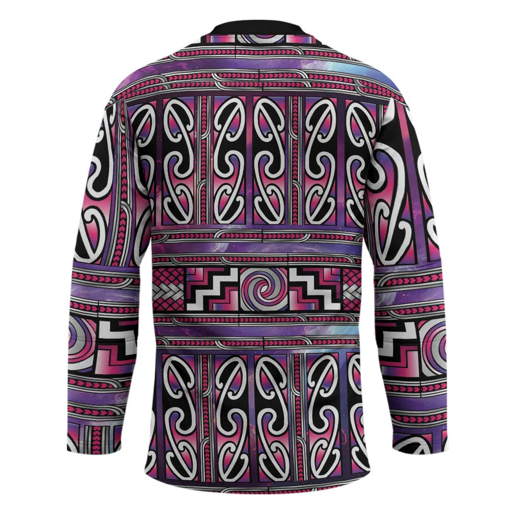 Maori Matariki Hockey Jersey Pink Galaxy Aesthetic Koru Art LT01 - Polynesian Pride