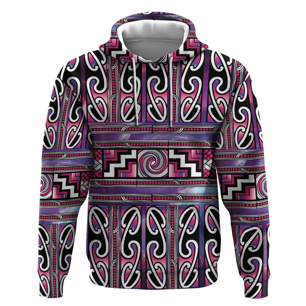 Maori Matariki Hoodie Pink Galaxy Aesthetic Koru Art