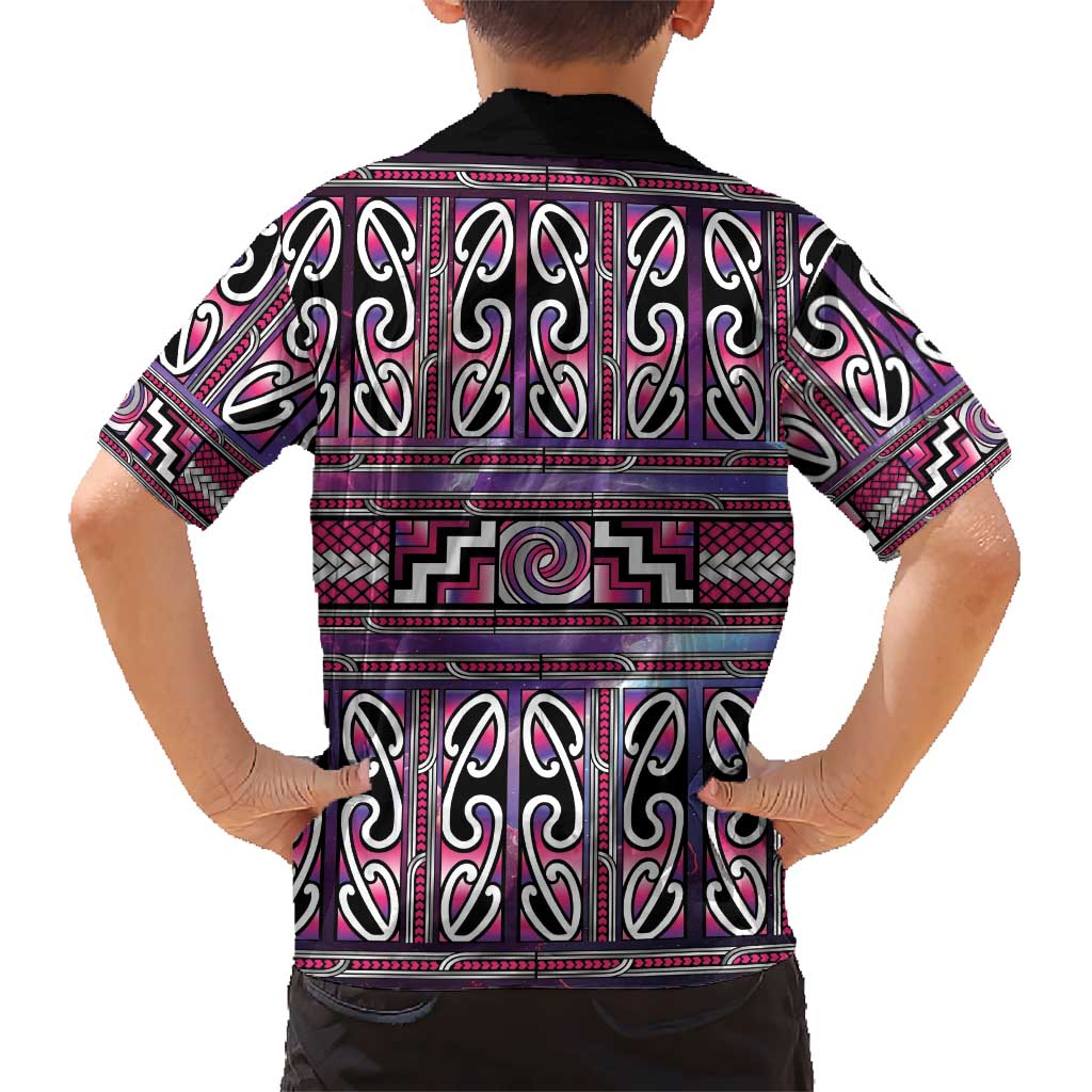 Maori Matariki Kid Hawaiian Shirt Pink Galaxy Aesthetic Koru Art
