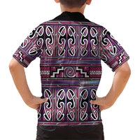 Maori Matariki Kid Hawaiian Shirt Pink Galaxy Aesthetic Koru Art