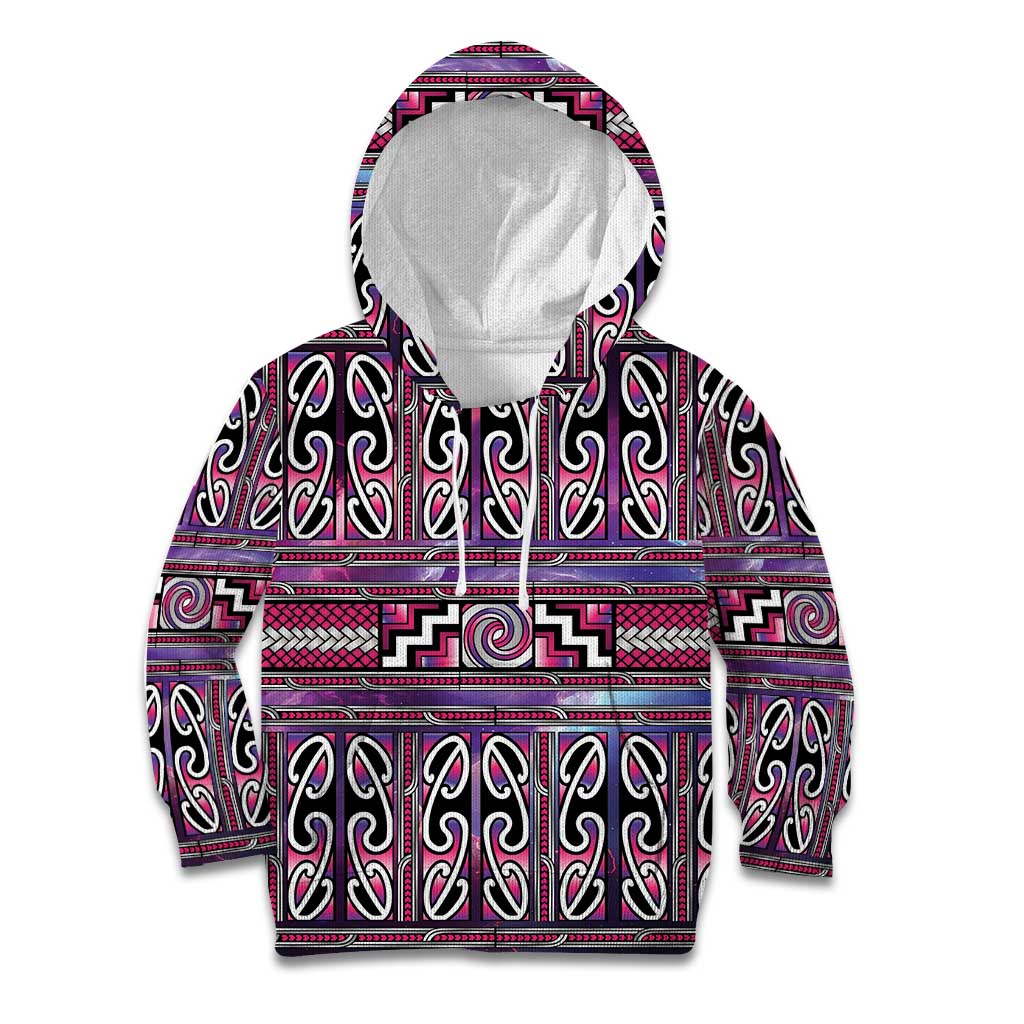 Maori Matariki Kid Hoodie Pink Galaxy Aesthetic Koru Art