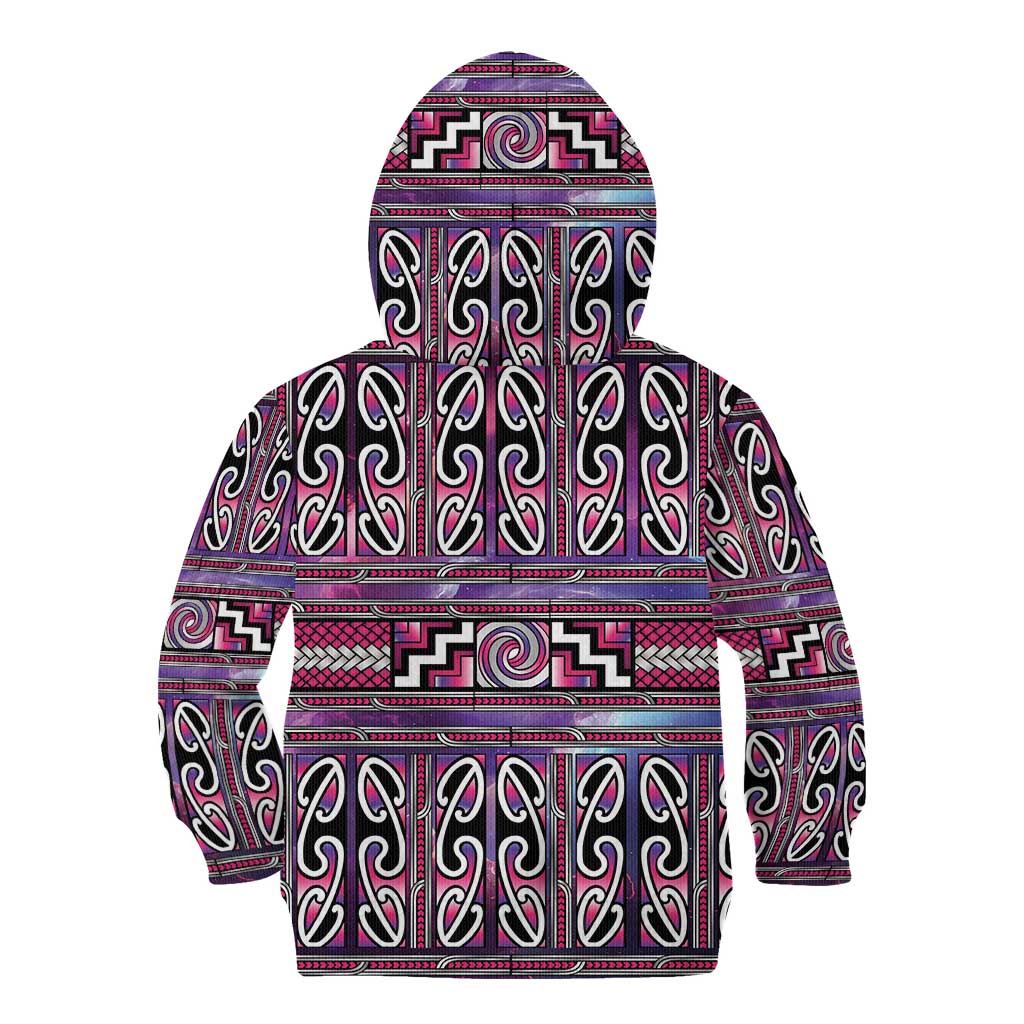Maori Matariki Kid Hoodie Pink Galaxy Aesthetic Koru Art