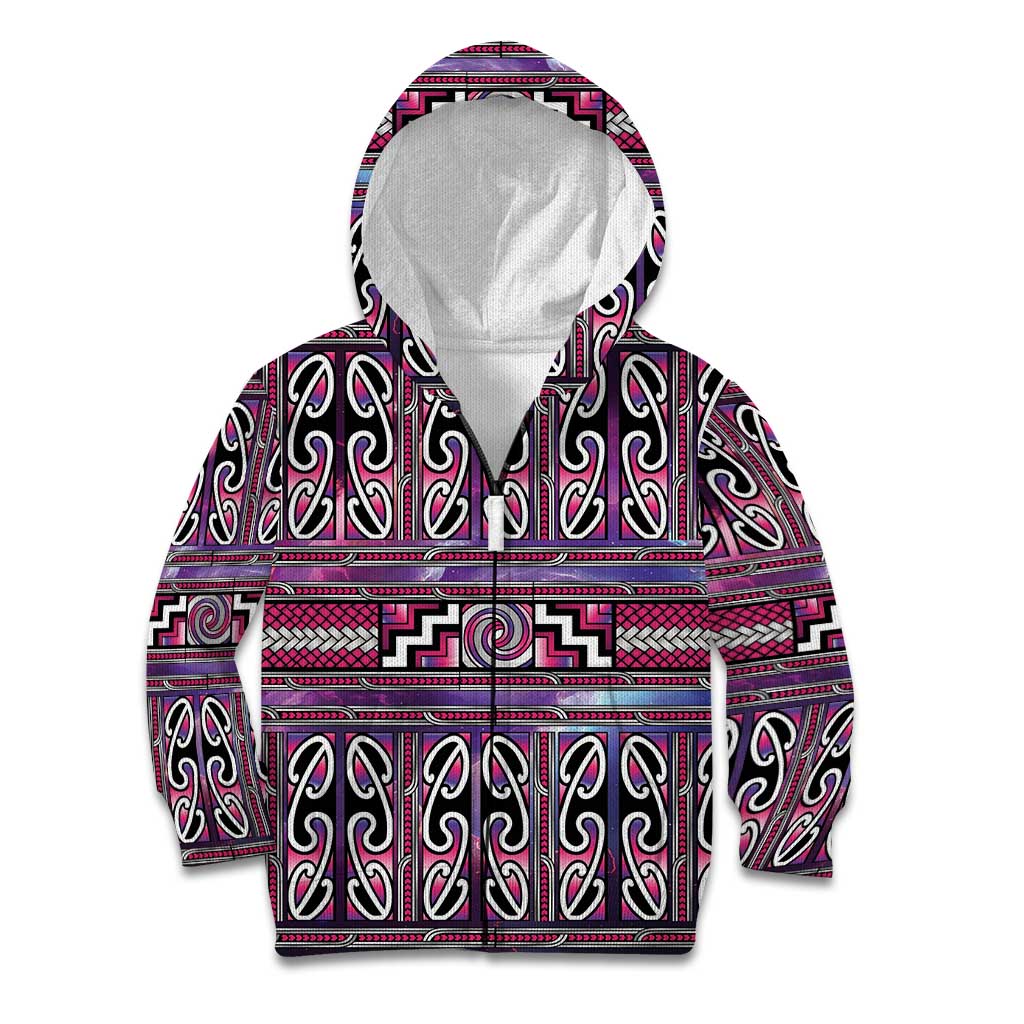 Maori Matariki Kid Hoodie Pink Galaxy Aesthetic Koru Art