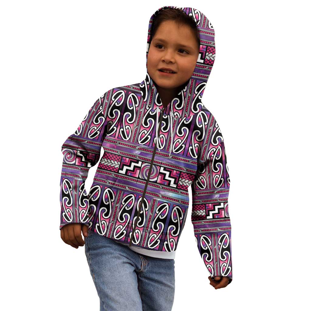 Maori Matariki Kid Hoodie Pink Galaxy Aesthetic Koru Art