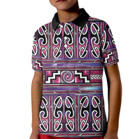 Maori Matariki Kid Polo Shirt Pink Galaxy Aesthetic Koru Art