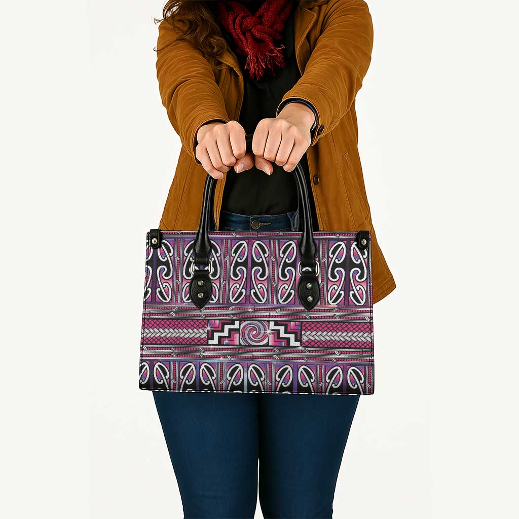 Maori Matariki Leather Bag Pink Galaxy Aesthetic Koru Art LT01 - Polynesian Pride