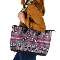 Maori Matariki Leather Tote Bag Pink Galaxy Aesthetic Koru Art LT01 Pink - Polynesian Pride