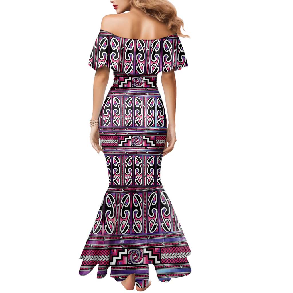 Maori Matariki Mermaid Dress Pink Galaxy Aesthetic Koru Art