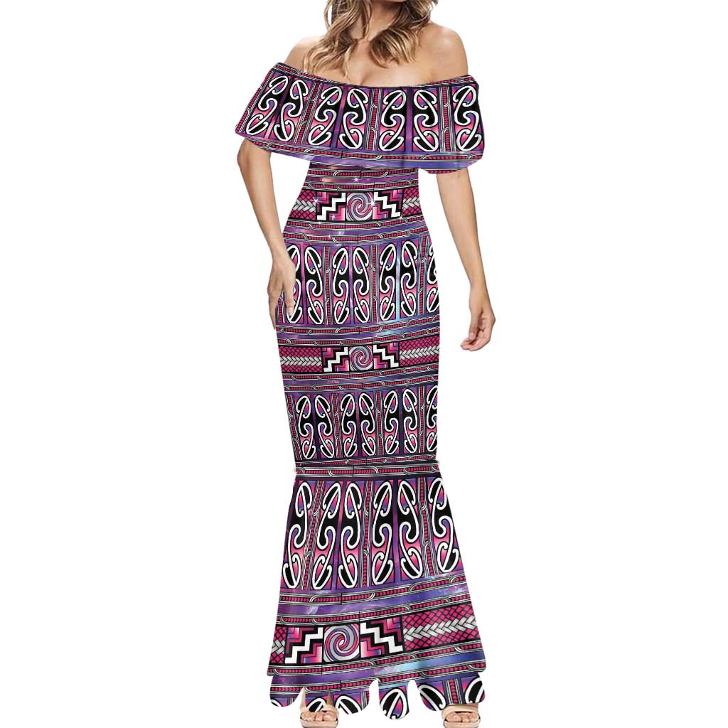 Maori Matariki Mermaid Dress Pink Galaxy Aesthetic Koru Art