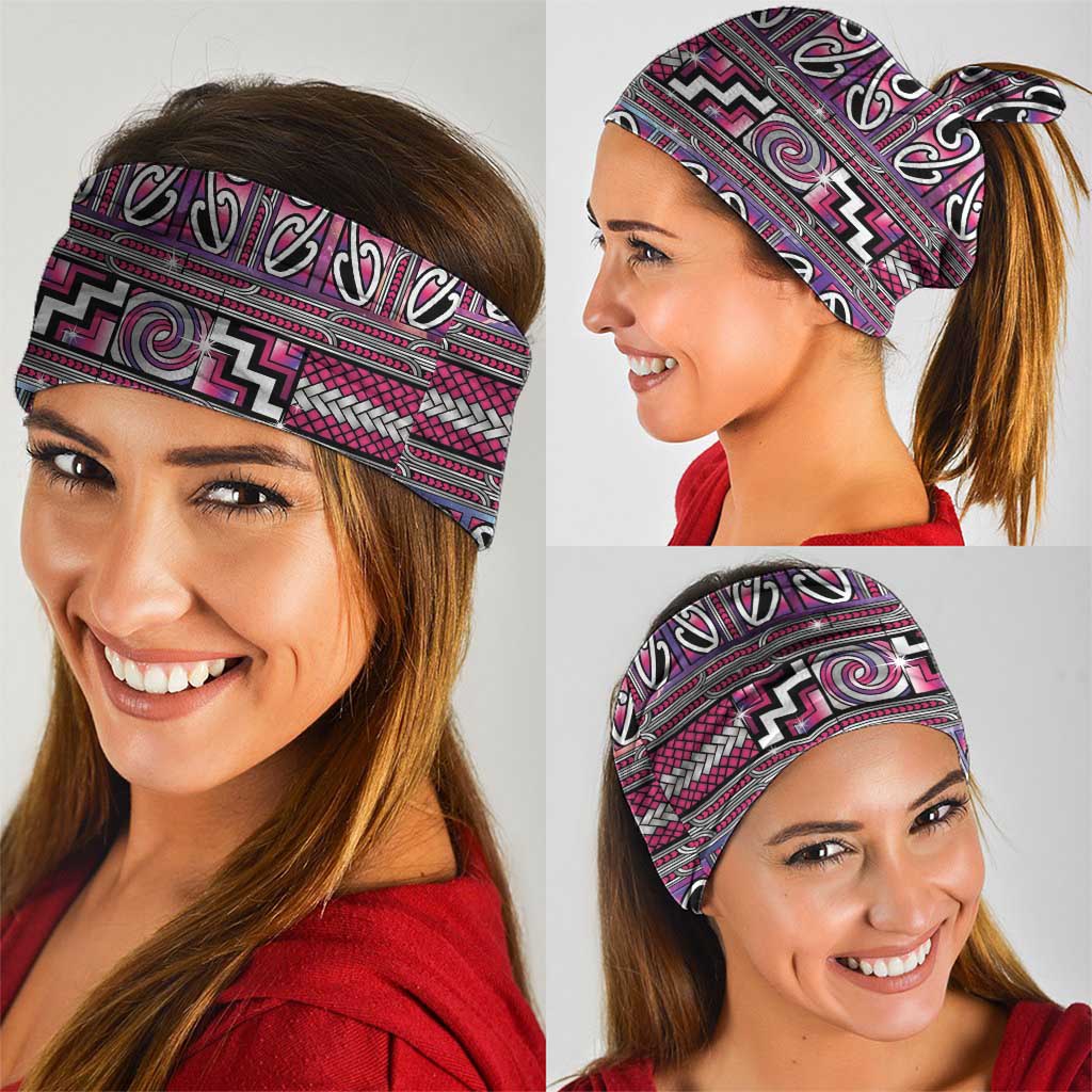 Maori Matariki Neck Gaiter Pink Galaxy Aesthetic Koru Art LT01 - Polynesian Pride