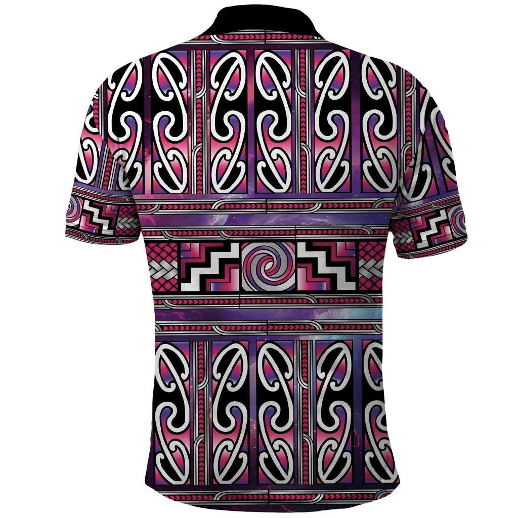 Maori Matariki Polo Shirt Pink Galaxy Aesthetic Koru Art