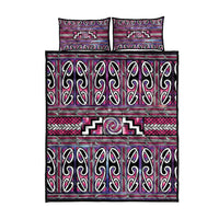 Maori Matariki Quilt Bed Set Pink Galaxy Aesthetic Koru Art